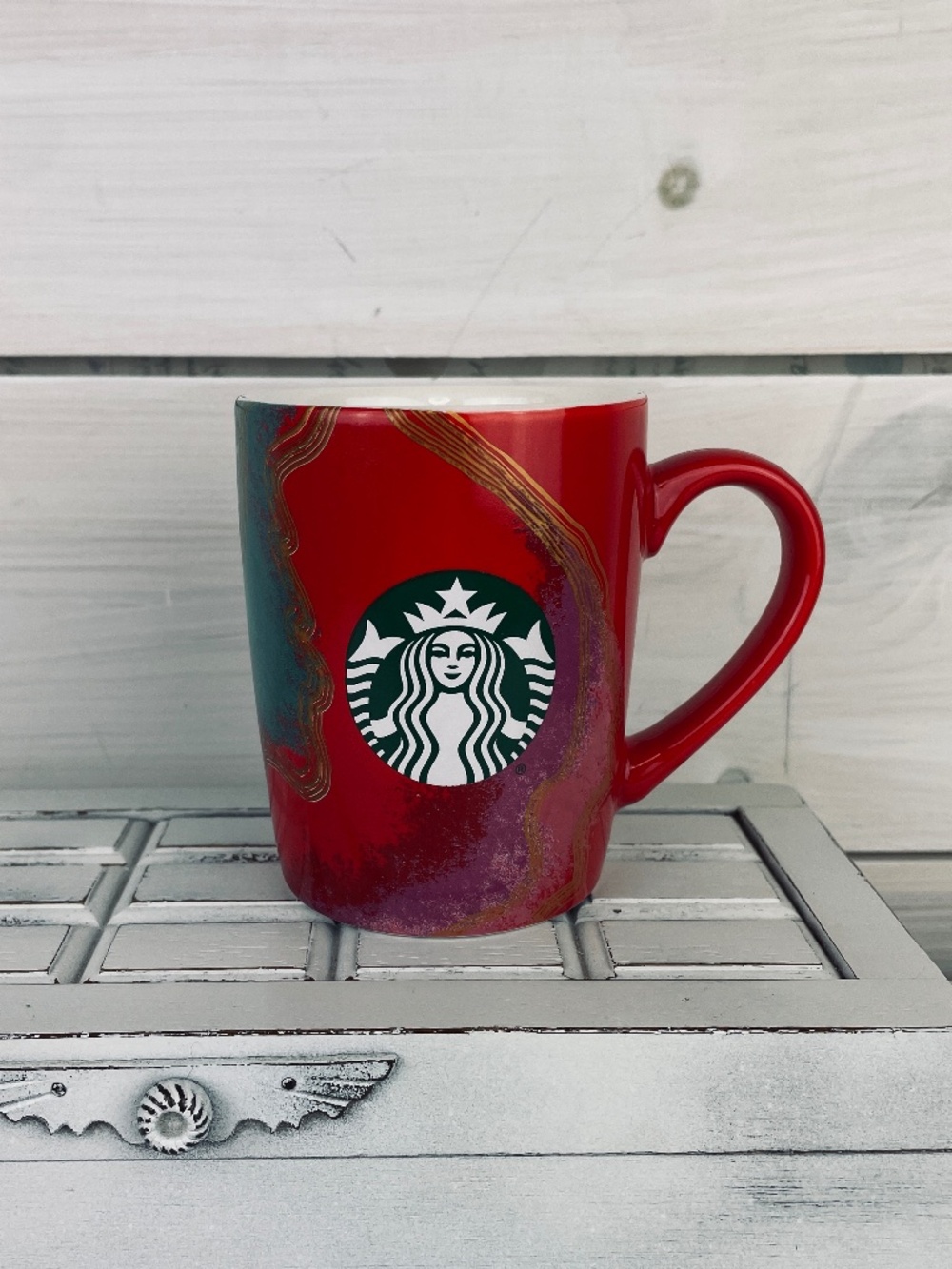 Starbucks Red Ceramic Coffee Mug 2021 Marbled Holiday Swirl Christmas